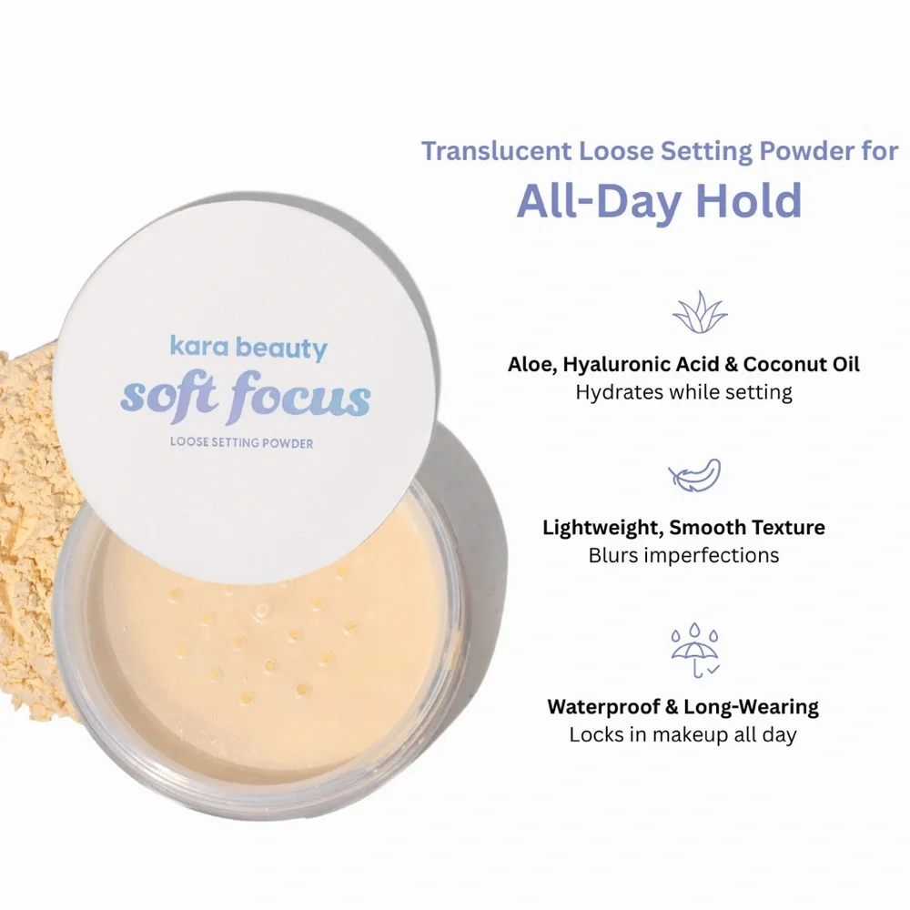 ✨Kara Beauty Translucent Deep Soft Focus Loose Setting Powder- Vegan, waterproof
